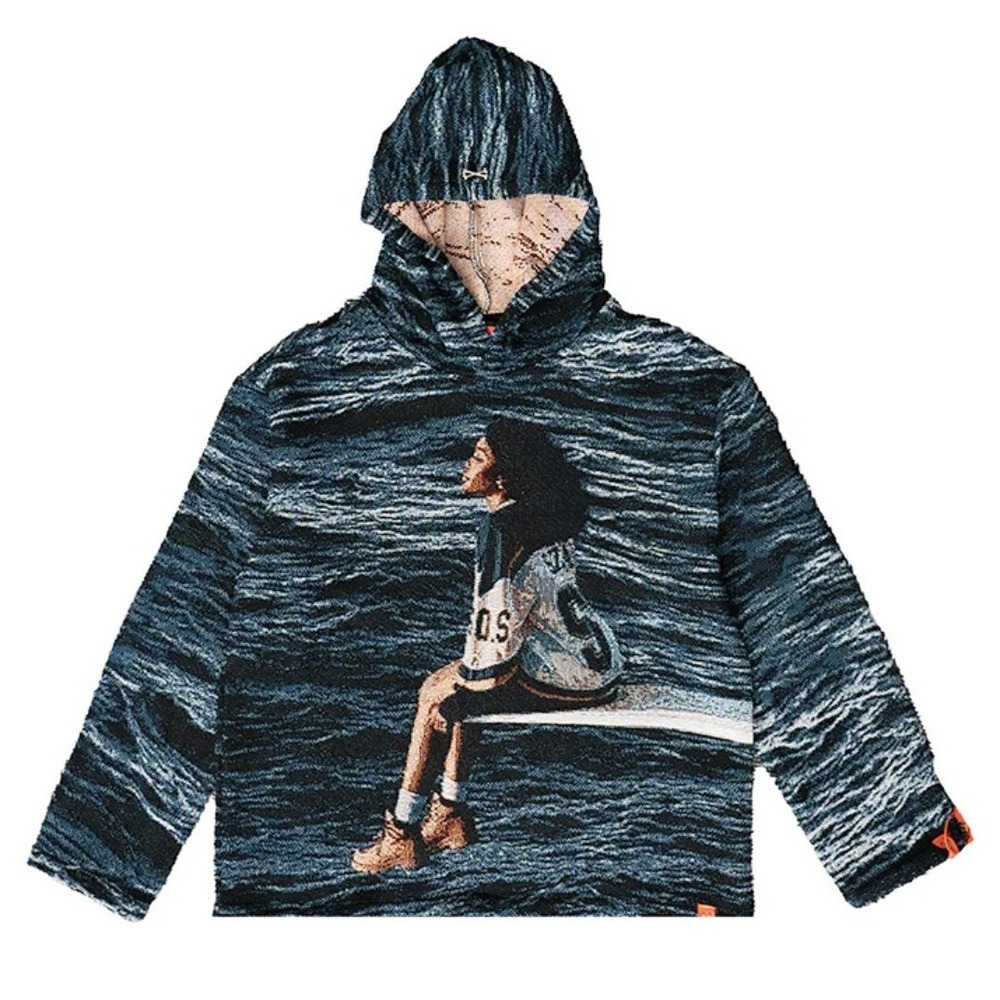 Brand X Studios SZA SOS Album Cover Woven Tapestry Hoodie Blue Large